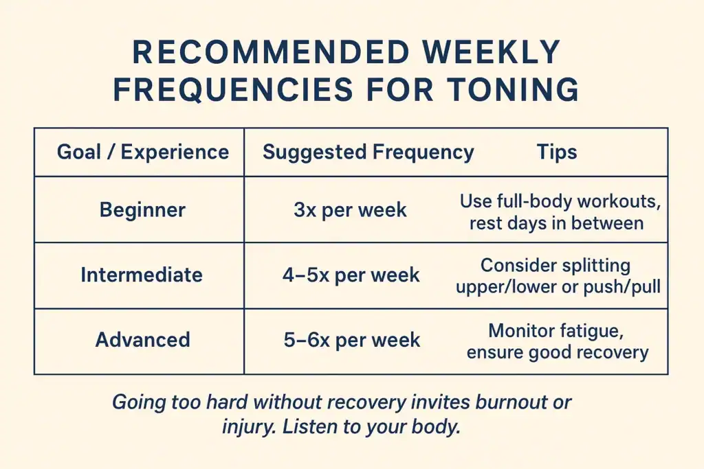 Achieving the Perfect Tone: How Often Should You Exercise for Results? 2 Graphic to show how often you should do exercise to help with toning Salisbury
