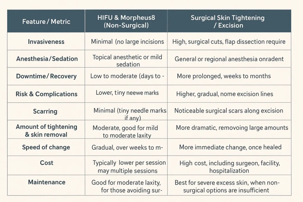 The Science of Skin Tightening 2 Table of skin tightening Salisbury benefits compared to surgical options